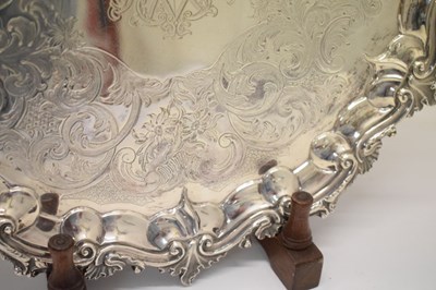 Lot 103 - George III silver salver with foliate and scroll pie-crust rim
