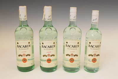 Lot 311 - Three 1 litre bottles of Bacardi White Rum, etc