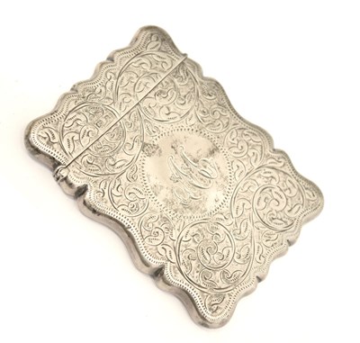 Lot 211 - Edward VII silver card case with engraved decoration