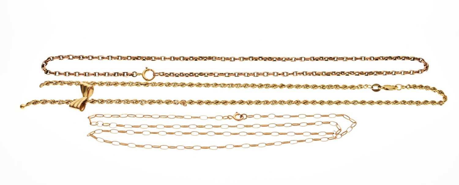 Lot 130 - Three 9ct gold chains