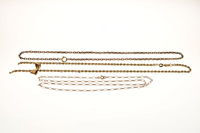 Lot 130 - Three 9ct gold chains