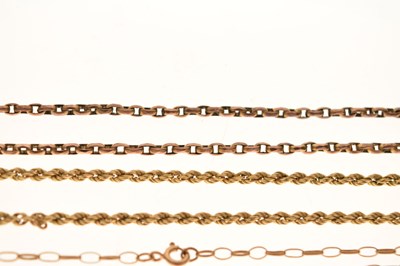 Lot 130 - Three 9ct gold chains