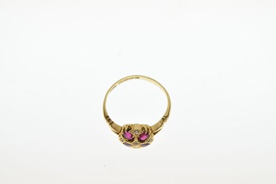 Lot 37 - Victorian 18ct gold, ruby and diamond cluster ring