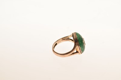 Lot 2 - Green enamel and seed pearl ring