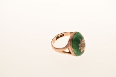Lot 2 - Green enamel and seed pearl ring