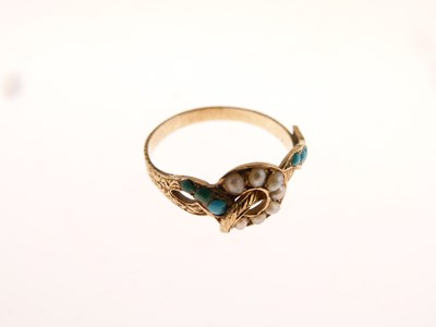 Lot 64 - 18ct turquoise and diamond-set ring and two others