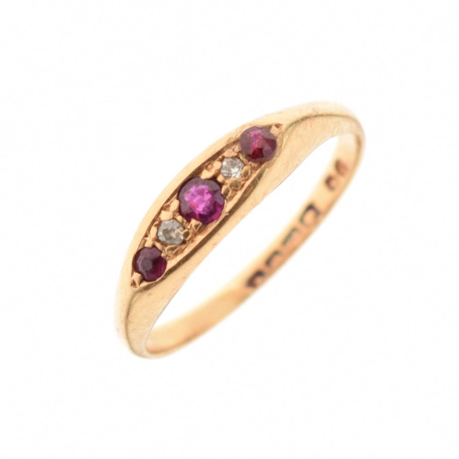 Lot 41 - 18ct gold ruby and diamond five-stone ring