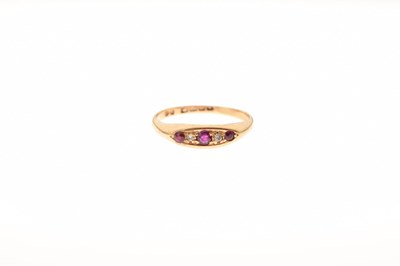Lot 41 - 18ct gold ruby and diamond five-stone ring