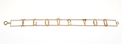 Lot 149 - 9ct gold 'I Love You' bracelet