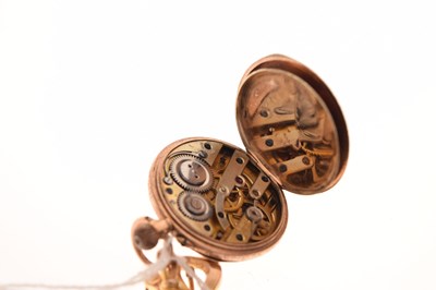 Lot 201 - Lady's 9ct fob watch with ribbon bar brooch