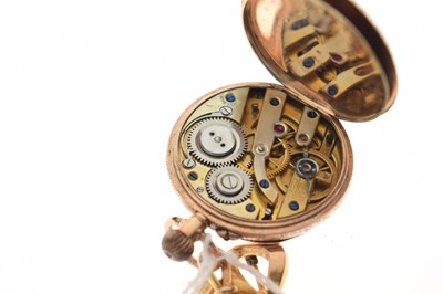 Lot 201 - Lady's 9ct fob watch with ribbon bar brooch