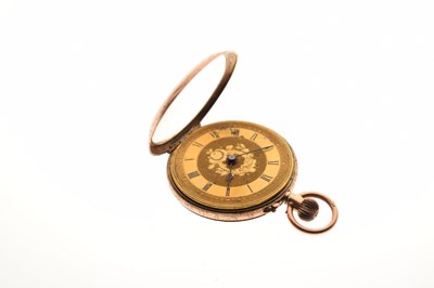 Lot 201 - Lady's 9ct fob watch with ribbon bar brooch