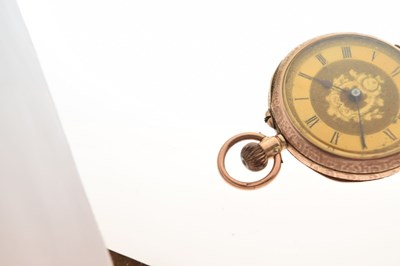 Lot 201 - Lady's 9ct fob watch with ribbon bar brooch