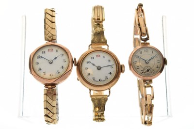 Lot 193 - Three lady's 9ct gold cocktail watches