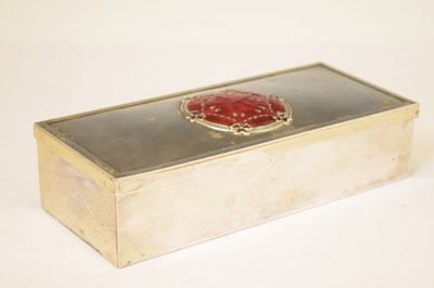 Lot 309 - Wills silver plated box, the hinged lid with enamel decoration