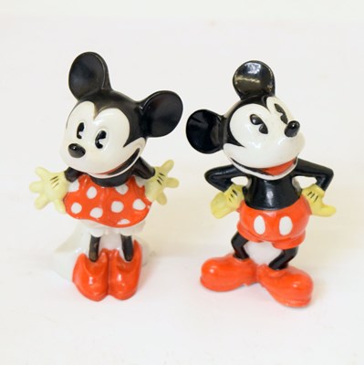 Lot 497 - Disney - Pair of ceramics Mickey & Minnie Mouse toothpick holders