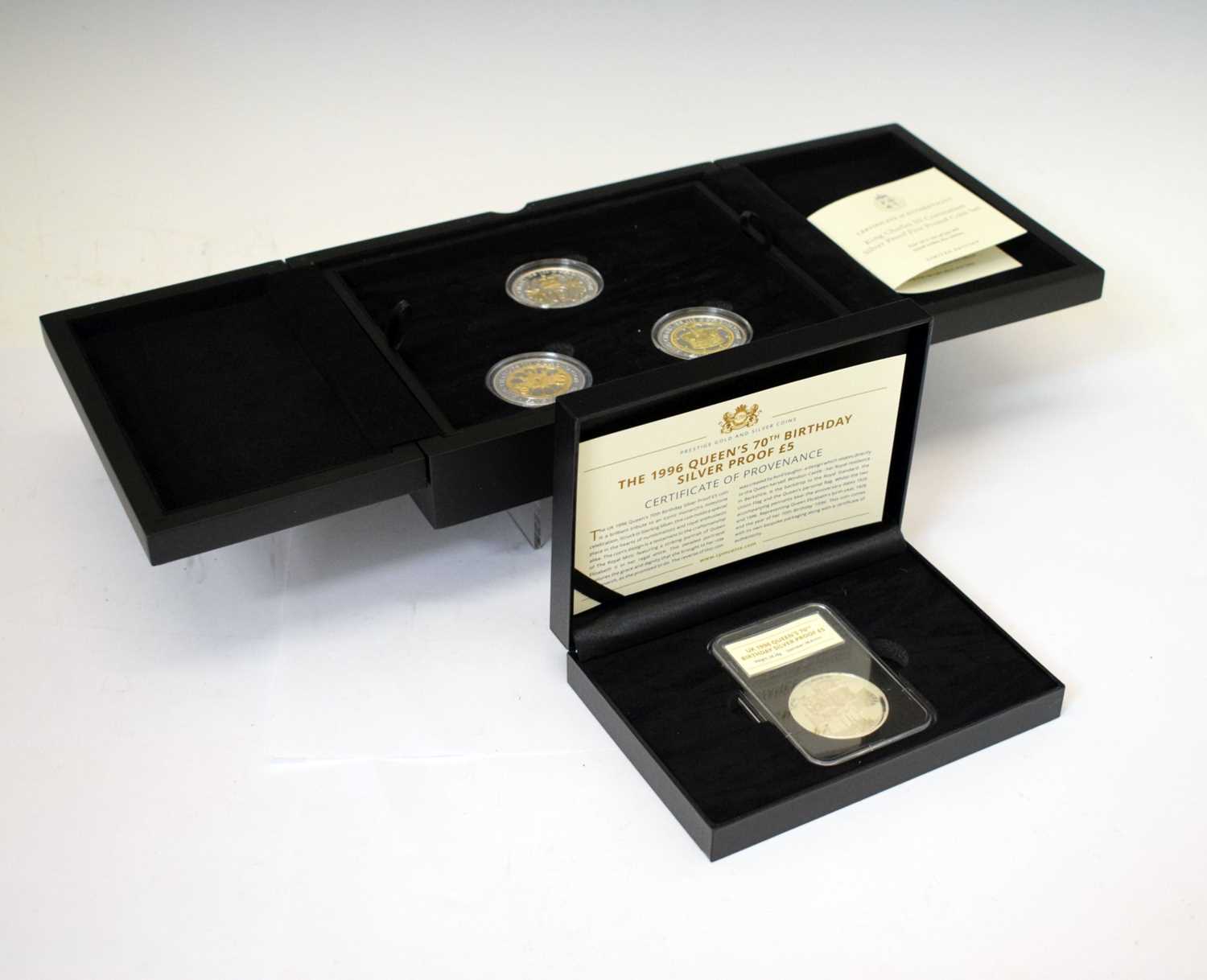 Lot 253 - Limited edition King Charles III Coronation silver proof Five Pound coin set