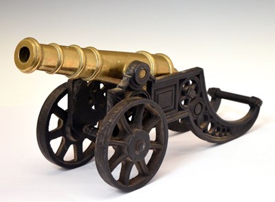 Lot 316 - Large cast metal and brass cannon