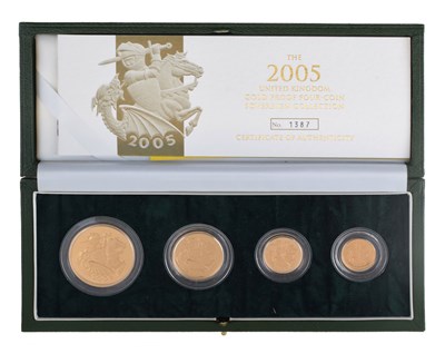 Lot 157 - Royal Mint Gold Proof four-coin Sovereign Set, 2005