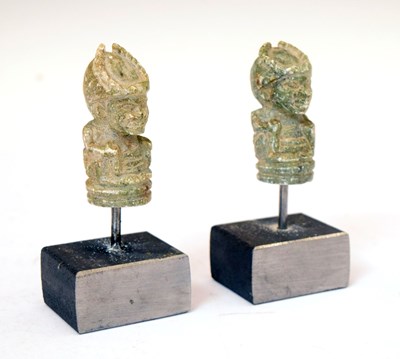 Lot 294 - Pair of carved soapstone miniature busts