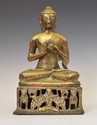 Lot 467 - Large South East Asian (Thai or Cambodian) gilt copper alloy figure of Buddha