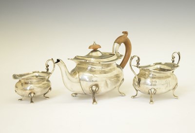 Lot 243 - George V three-piece silver tea set