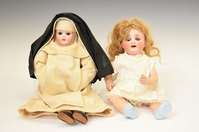 Lot 400 - Early 20th Century bisque head doll in Nun's habit