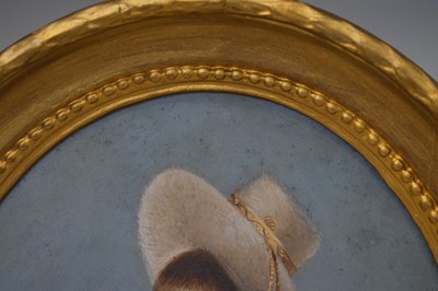 Lot 573 - Early 19th Century English School - Oil on sheet metal - Portrait of a young girl