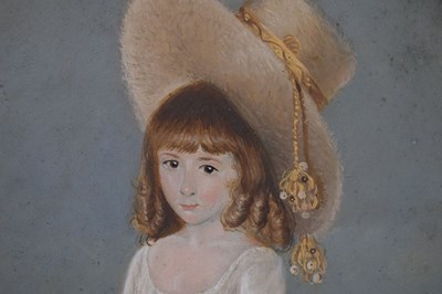 Lot 573 - Early 19th Century English School - Oil on sheet metal - Portrait of a young girl