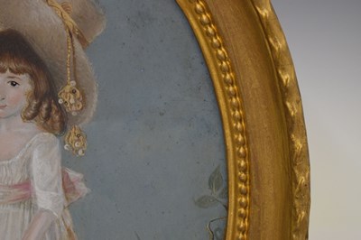 Lot 573 - Early 19th Century English School - Oil on sheet metal - Portrait of a young girl