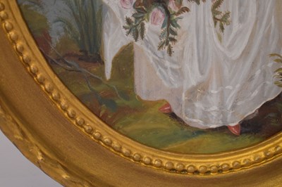 Lot 573 - Early 19th Century English School - Oil on sheet metal - Portrait of a young girl