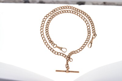 Lot 38 - 9ct gold double Albert watch chain