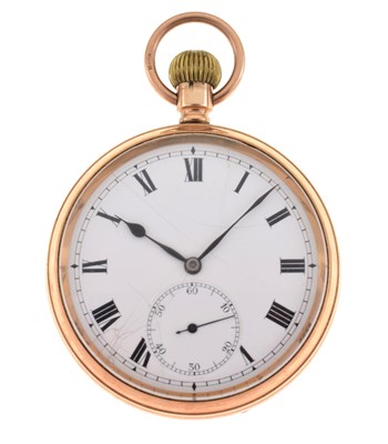 Lot 100 - 9ct gold open faced pocket watch, of local Bristol interest