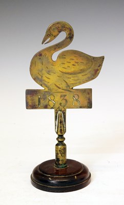 Lot 261 - West Country Friendly Society brass staff head in the form of a swan