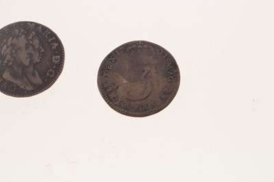 Lot 171 - Three William and Mary coins and a William III threepence