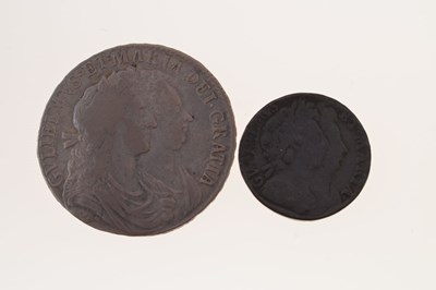 Lot 171 - Three William and Mary coins and a William III threepence