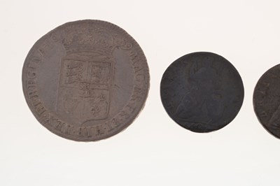 Lot 171 - Three William and Mary coins and a William III threepence