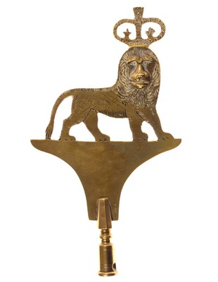 Lot 252 - West Country Friendly Society brass staff head, cast as a lion with crown