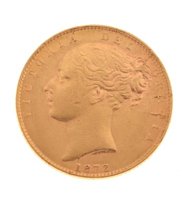Lot 143 - Queen Victoria young head gold sovereign, 1872