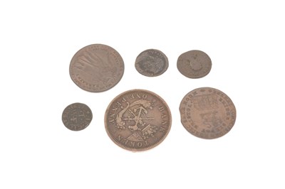 Lot 266 - Two Bristol halfpenny, Bristol farthing, Roman Coin, etc