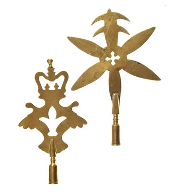 Lot 255 - Two West Country Friendly Society brass staff heads