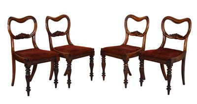 Lot 620 - Set of four William IV rosewood kidney-back dining chairs