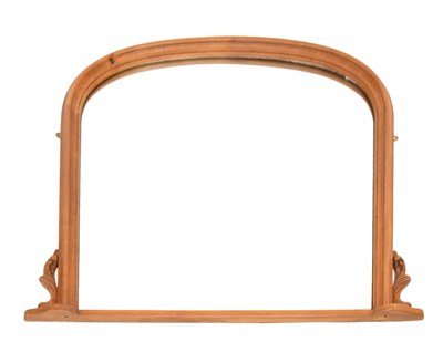 Lot 642 - Large pine arched overmantel mirror