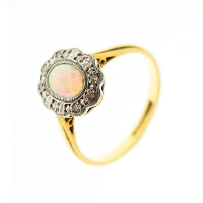 Lot 27 - Opal and diamond cluster ring