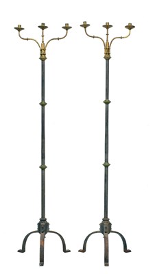 Lot 332 - Pair of floor standing candelabra