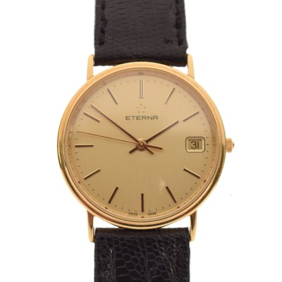 Lot 186 - Eterna - Gentleman's 18ct gold cased quartz wristwatch