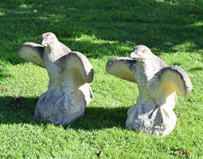 Lot 647 - Pair of composite stone eagle gate finials