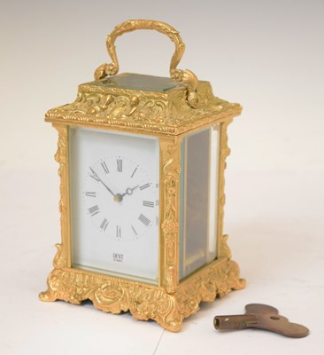 Lot 567 - Cast gilt metal carriage timepiece by 'Dent, London'