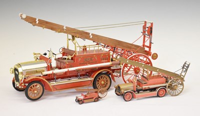 Lot 386 - Plastic scale model of a Dennis 1914 fire engine and two smaller examples