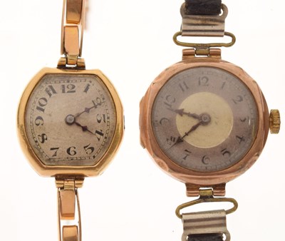 Lot 187 - Lady's vintage 18ct gold cocktail watch, together with a 9ct gold cased cocktail watch